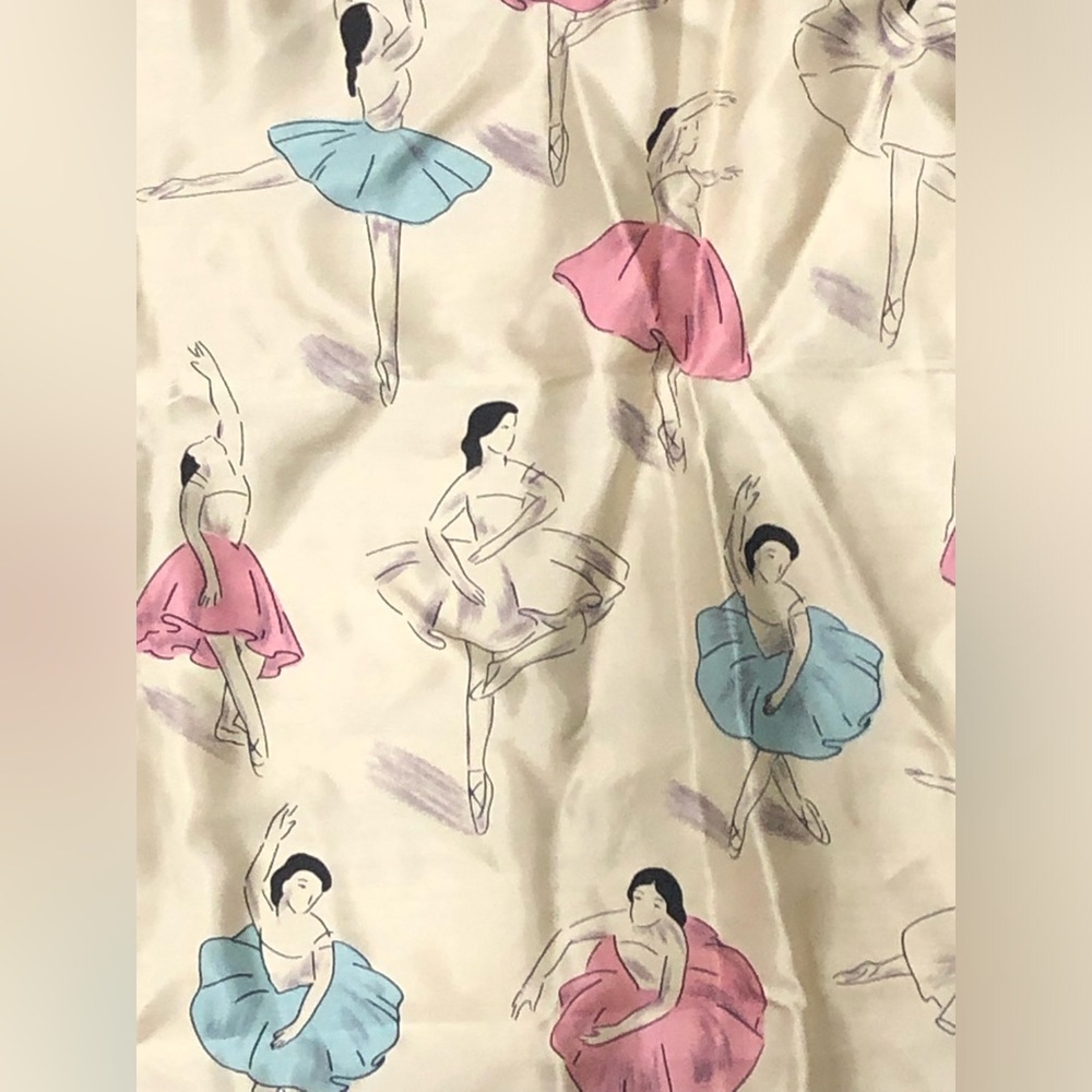 NWT Vintage Accessory Place 100% Silk Scarf Ballerina Ballet Blue Pink Square - Picture 3 of 9
